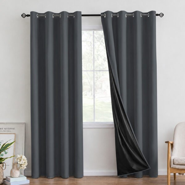 product-thermal-curtain-gray Grey thermal door curtain with eyelet top
