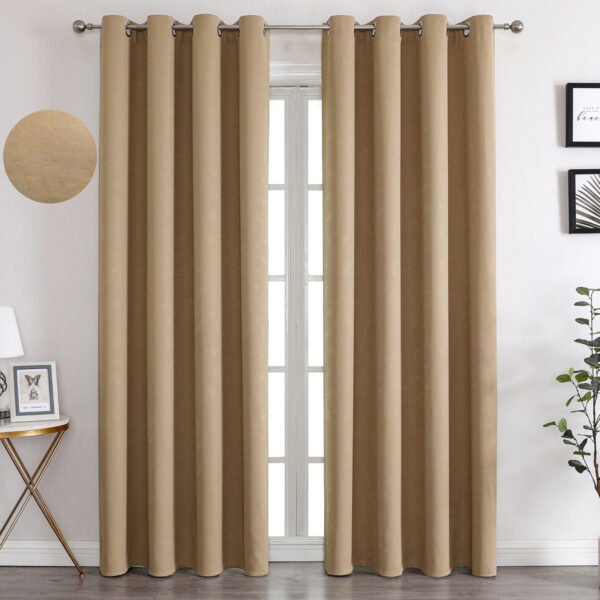 product-thermal-curtain-khaki Khaki thermal door curtain with eyelet top